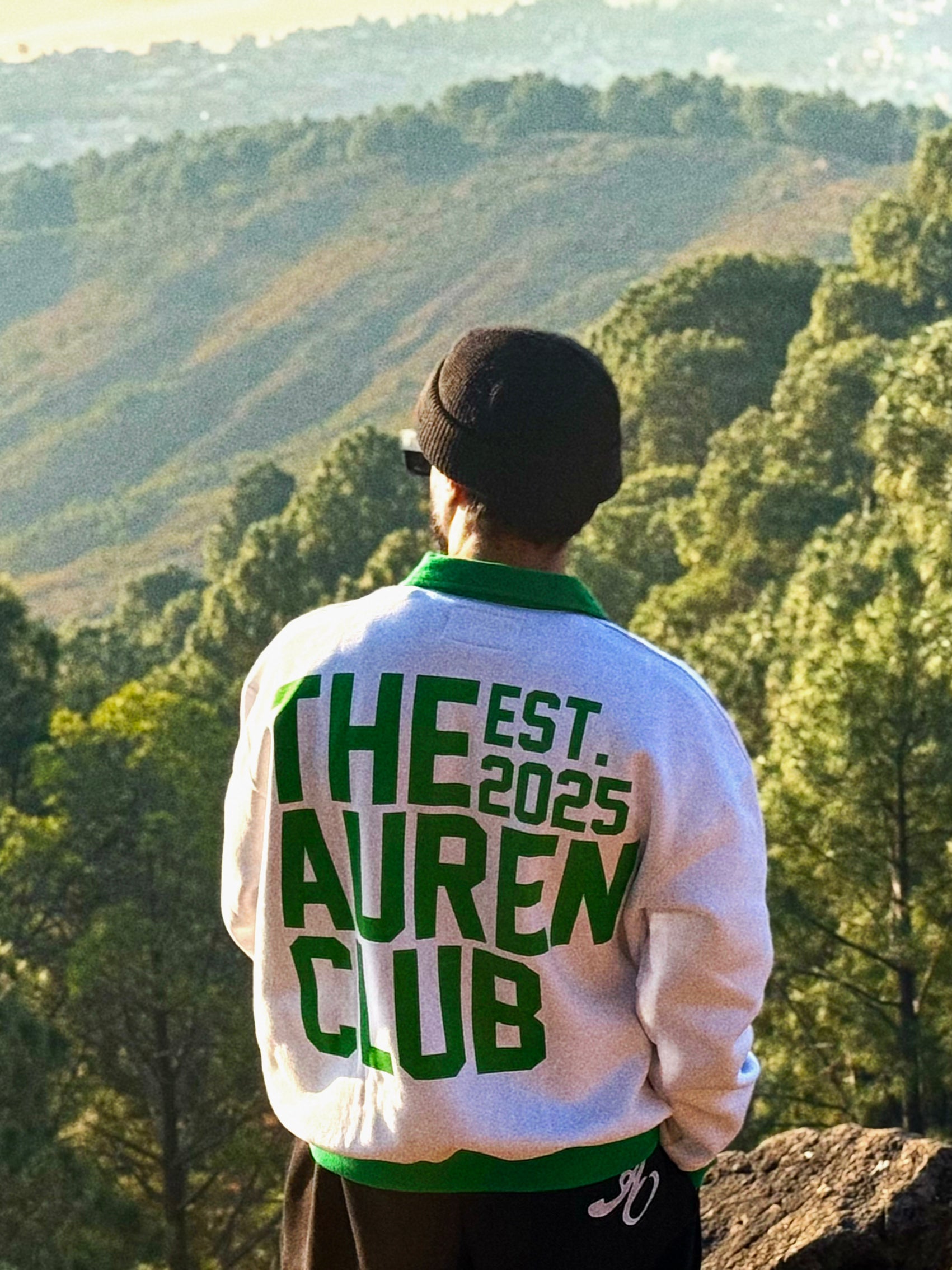 Green & White Quarter-Zip