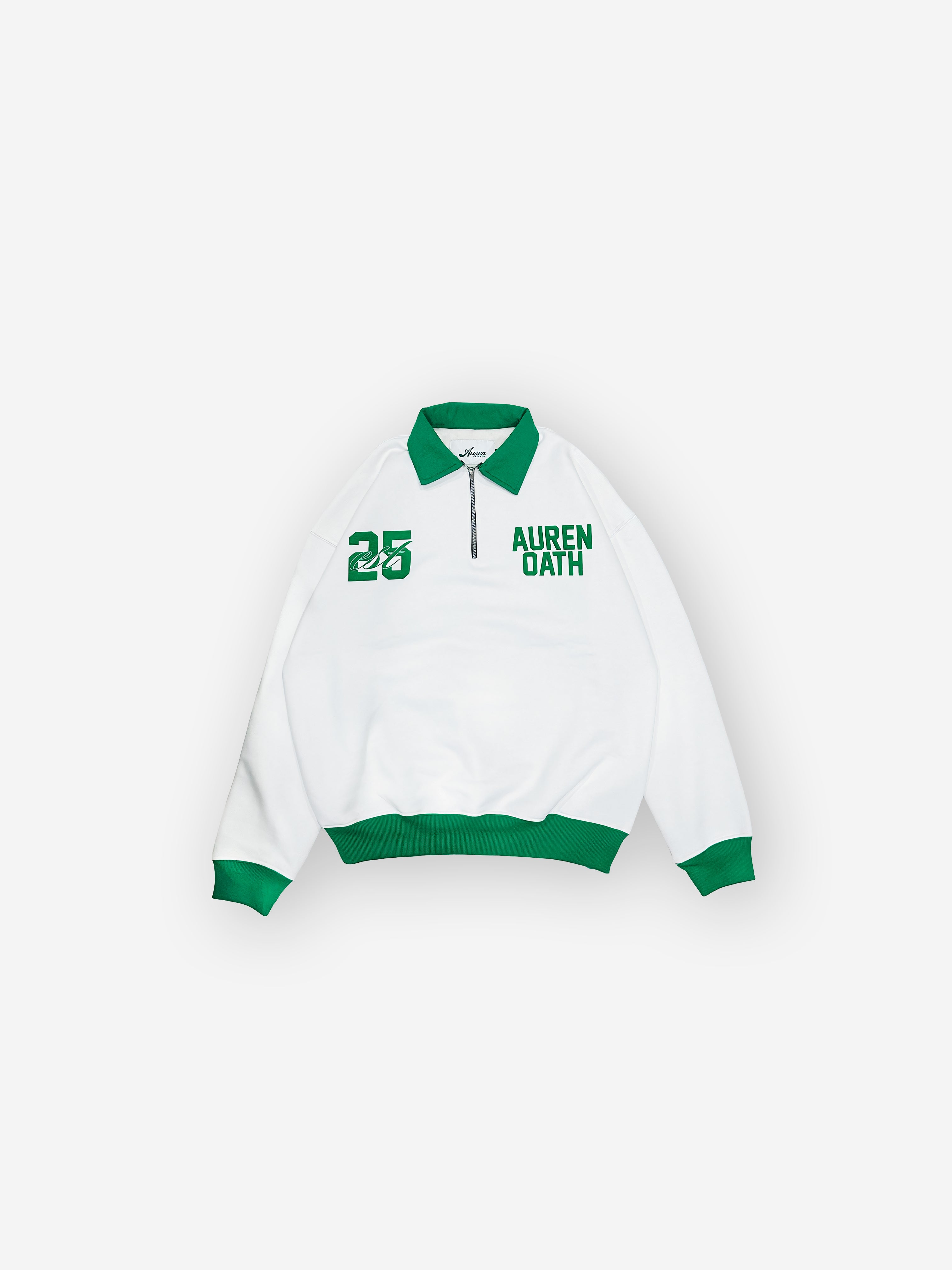 Green & White Quarter-Zip