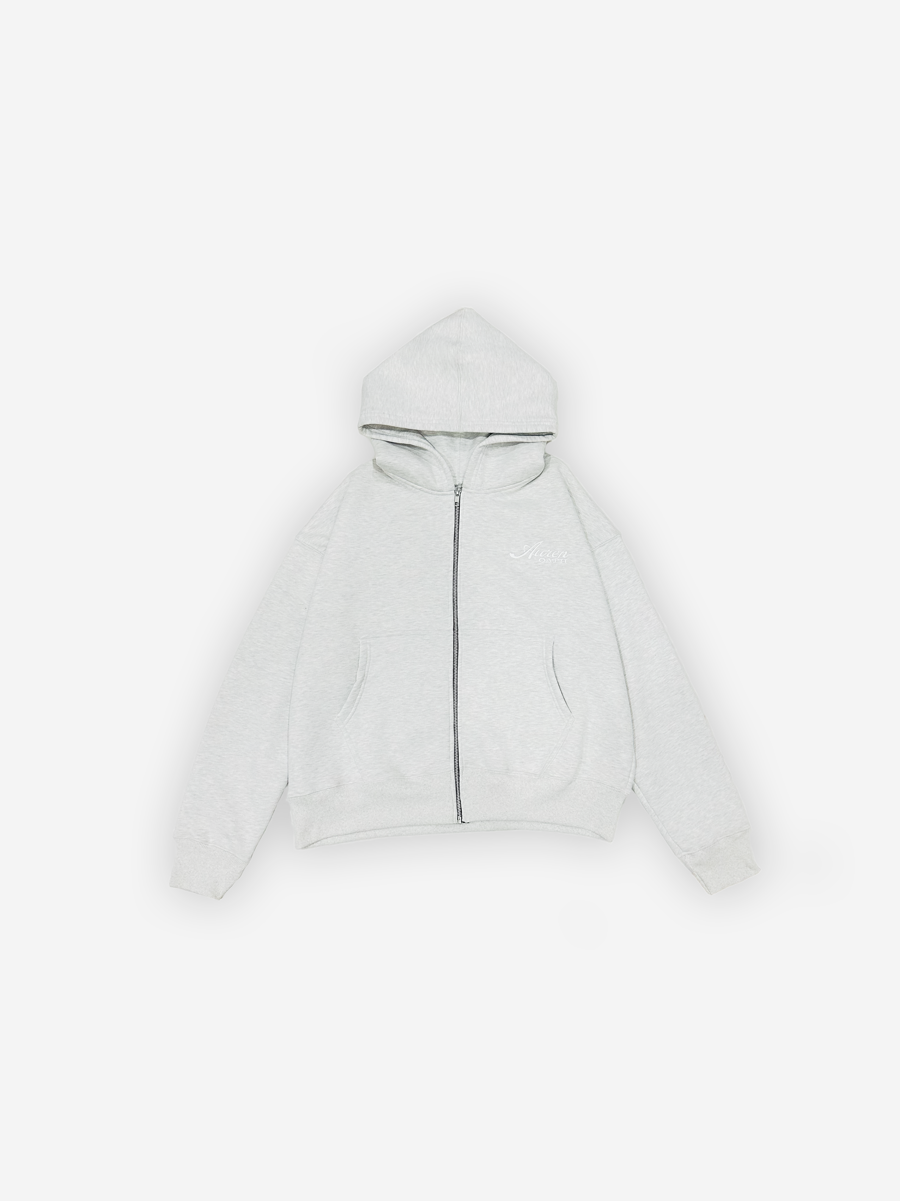 Grey Zip-Up Hoodie — Auren Oath Zip-Up